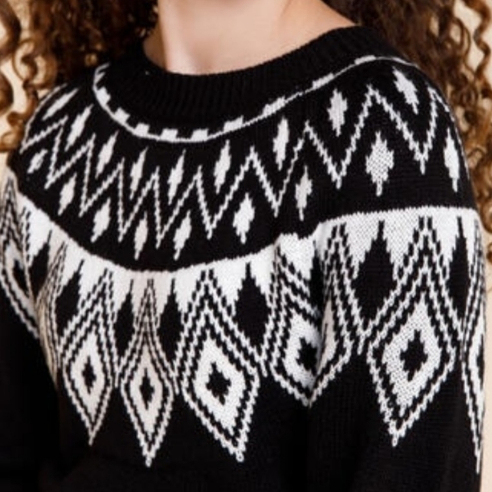 Francesca's Andy Fair Isle Sweater Mini Dress New Sz XL